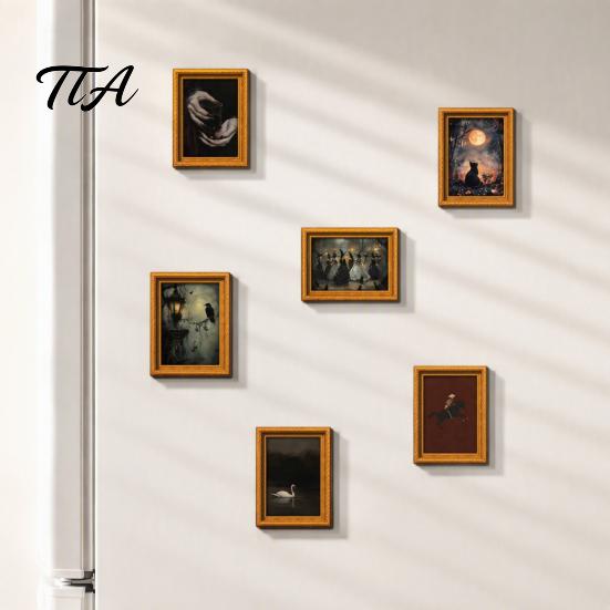 Wooden Fridge Magnets Retro Frame Magnet, Strong Magnetic Decor Kitchen Appliance for Refrigerator, Office Whiteboard Decoration Accessories Photo