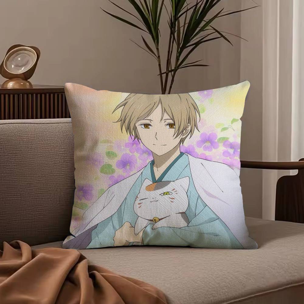 N-NatSUme's Bo-ok of Friends Anime Pillow Case Anti-dustmite Pillowcase Invisible zipper silky short plush Sofa cushion cover