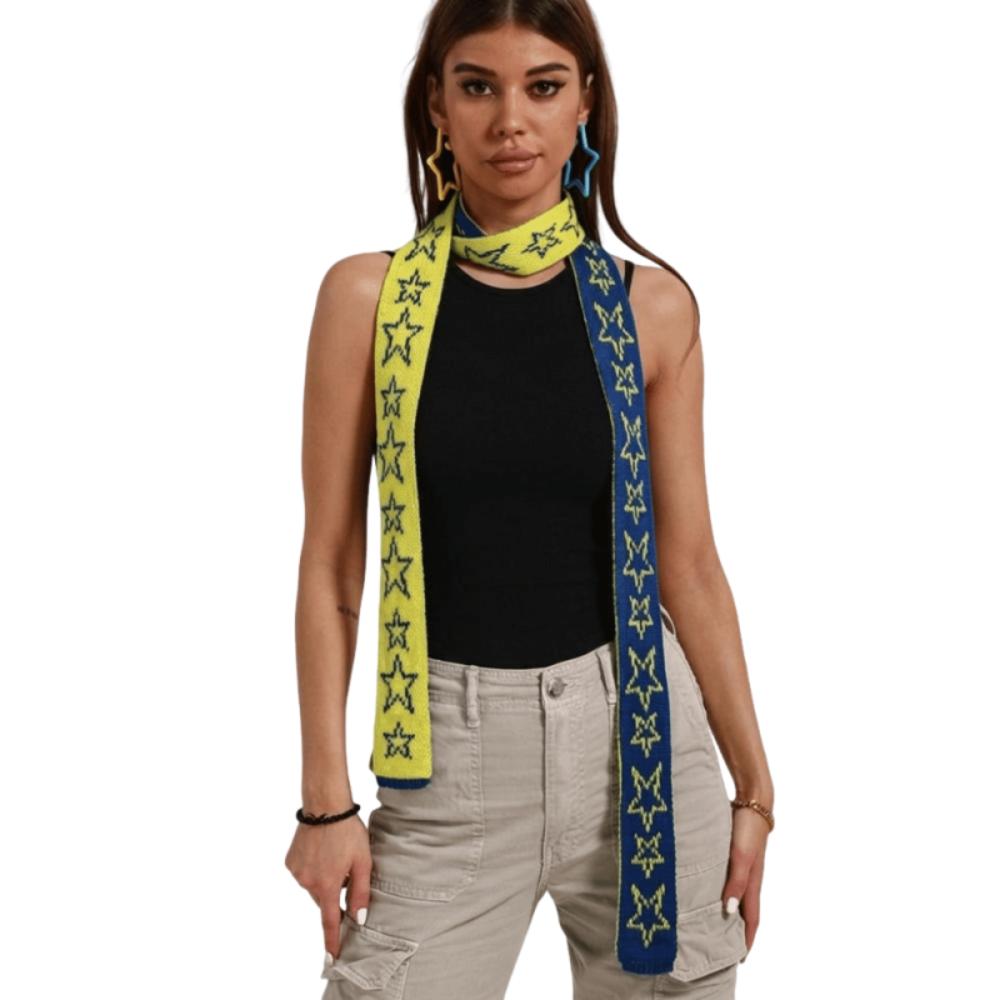 Elegant Knitting Scarf Windproof Long Thickened Neckscarf All-match Wrap Neck Warmer  Streetwear жёлтый/синий
