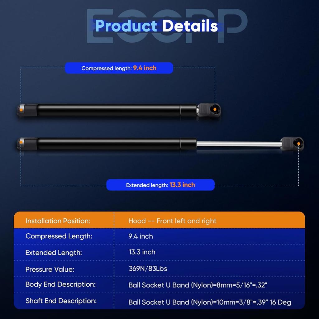 ECCPP Lift Supports Front Hood Struts Gas Springs For Ford Expedition 1997-2006 For Ford For F-150 1997-2004 For Ford For F-150 Heritage 2004 For