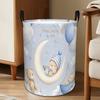 1pc Bears Foldable Laundry Basket with Sturdy Handle - Round Storage Suitable for Small Spaces, Foldable Shelf Basket for Room,, Dorm, Compact Hamper 