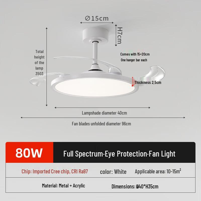 

Dream Crystal Panel LED Ceiling Fan Light with 3-Color Dimming