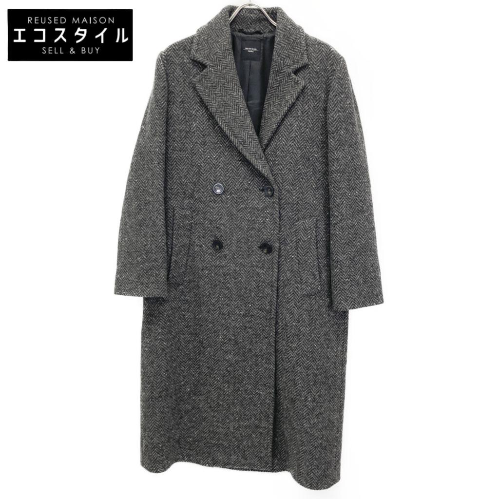 Max MaraWEEKEND 24250160426 Gray 100% Wool Herringbone Semi-Double Long Coat Coat 38 grayUsed