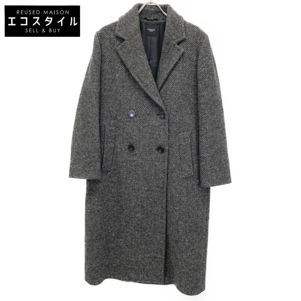 

Max MaraWEEKEND 24250160426 Gray 100% Wool Herringbone Semi-Double Long Coat coat 38 grayUsed