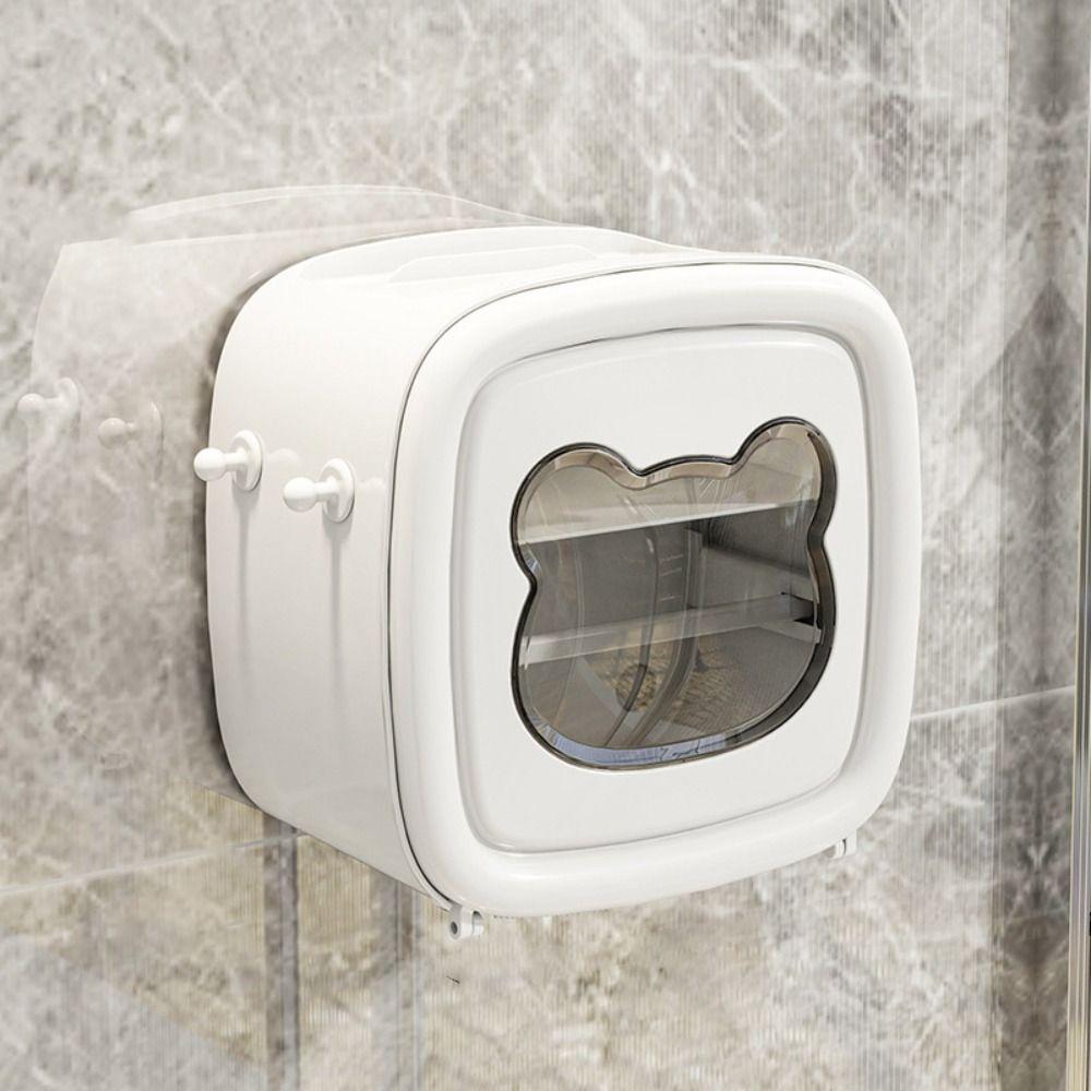 No Punch Toilet Paper Box Wall Mounted Washcloth Storage Box Durable Roll Paper Tube Box  Bathroom