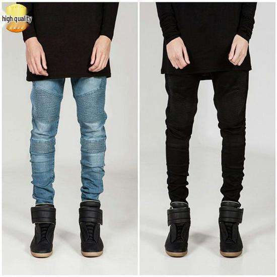 European and American Men's Ripped Badge Skinny Jeans