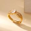 Zircon Waterdrop Rings For Women Gold Color Metal Geometric Adjustable Ring Wedding Christmas Jewelry Gift