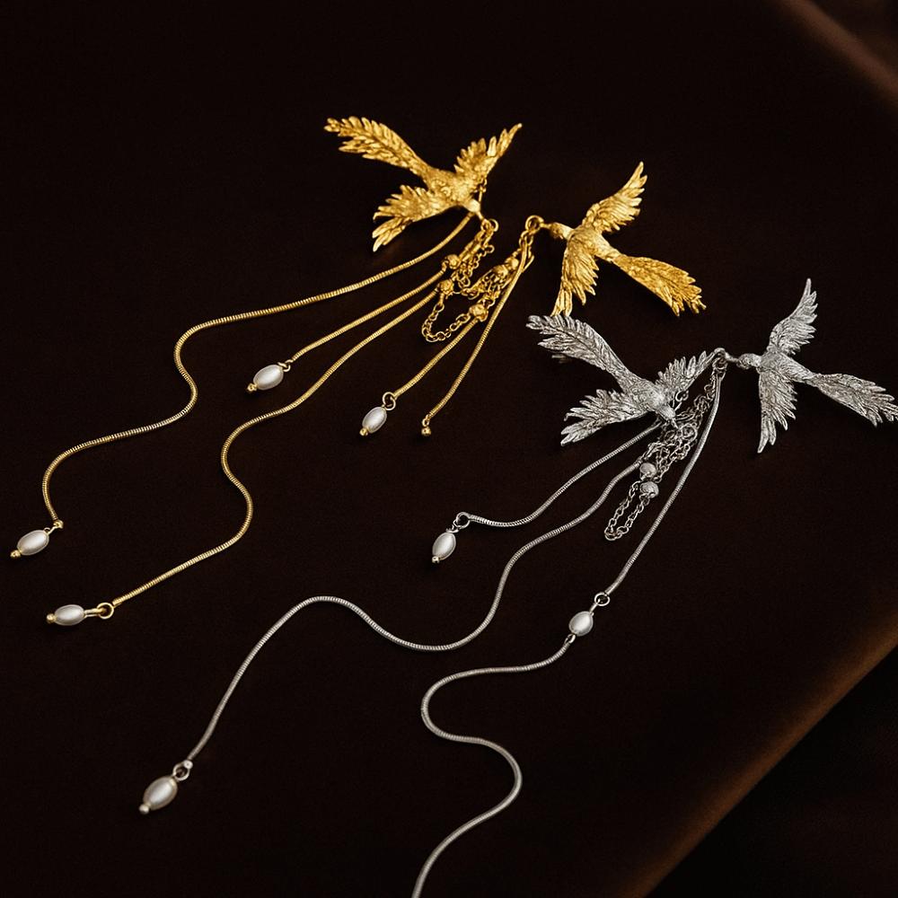 Pearl Accents Phoenix Brooch Delicate Design Animal Brooch Bird Lapel Pins  Women Fashion