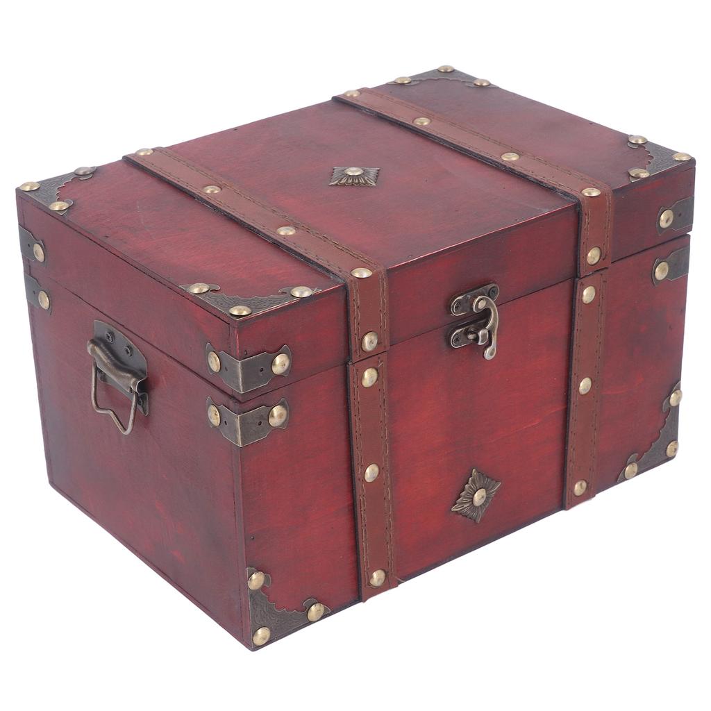 Treasure Chest Storage Box Antique Exquisite Wooden Jewelry Box for Movie Props Window Display
