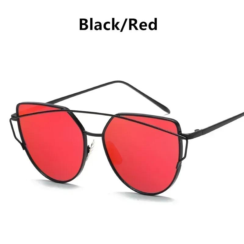 Vintage Cat Eye Sunglasses Rose Gold Mirror Woman's Sunglasses Metal Reflective Flat Lens Tourism Sunglasses Multi-color
