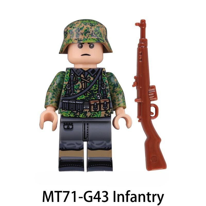 WW2 Army Camouflage Soldiers Building Blocks Military Engineer Officer Gunner Sniper Infantry Assistant Tool Bricks Toys