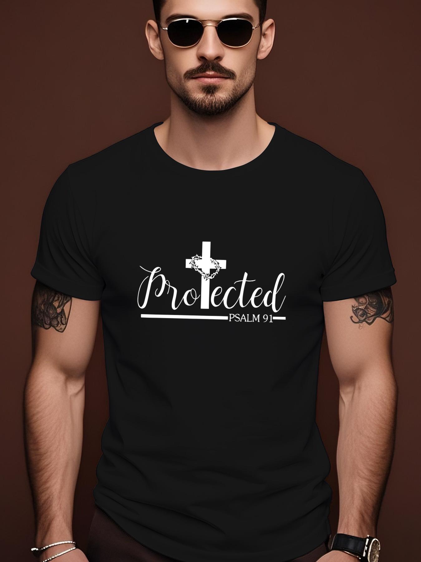 Protected Graphic Tshirt with Cross Design - Beige Casu... L