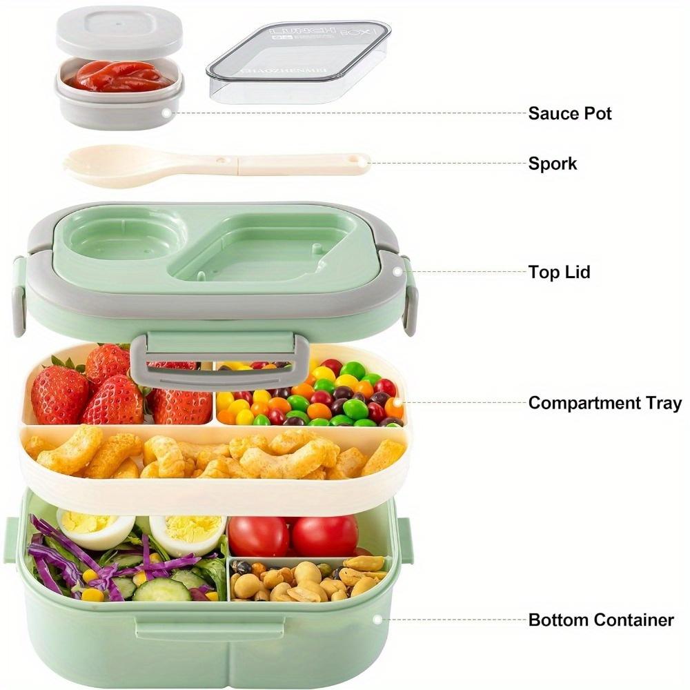 1PC Convenient Insulated Lunch Box, European Oval Sealed Fresh-keeping Lunch Box, Double-layer Household Adult Bento Box