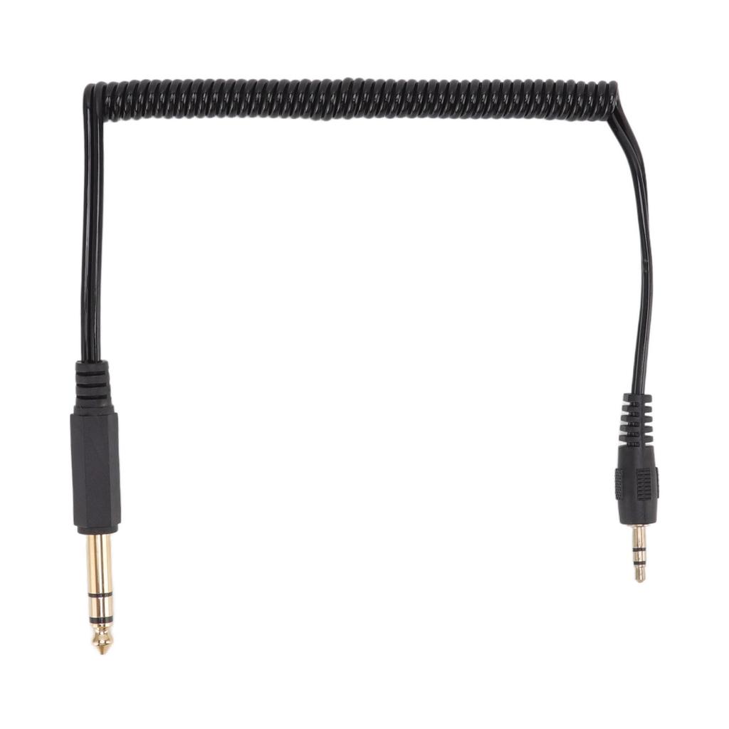 6.35mm to 3.5mm Coiled Cable Gold Plated Retractable Plug and Play Portable Sound Adapter Cable for