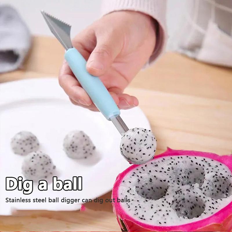Double-Head Stainless Steel Fruit Platter Ball Digger Corrugated Carving Knife