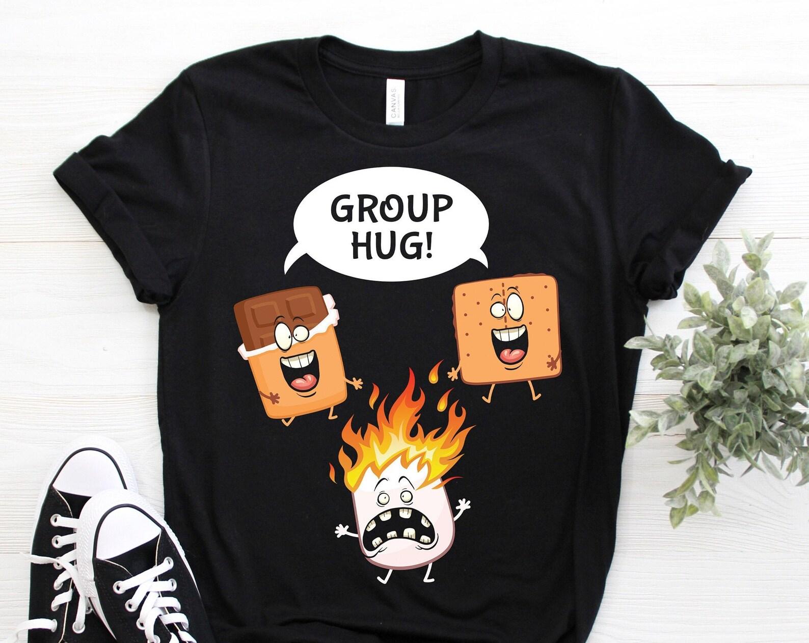 Group Hug Funny Roasted S mores Smores Chocolate Marshmallow Camping Gift T-Shirt, Camp Bonfire Lover, Campfire Party, Camper Family Trip, 160
