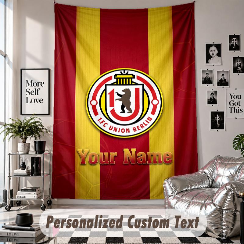 Wall Hanging Tapestry With Custom Name & Text, Union Berlin FC Decorative Tapestry For Bedroom