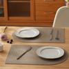 Nordic Luxury PVC Leather Placemats Heat Resistant Oil Proof Dining Table Mats Grid Pattern Cup Mats Bowl Pads for Kitchen Decor