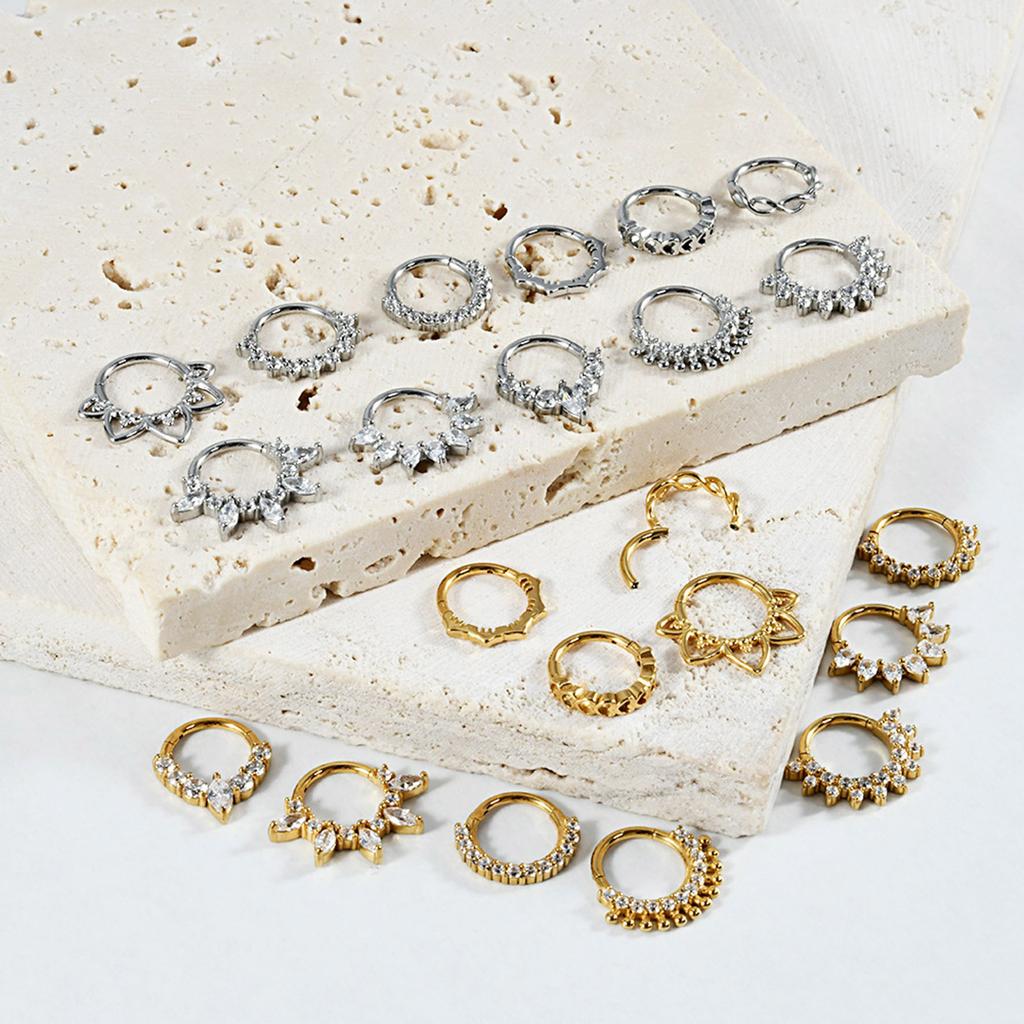 Crystal Nose Piercing Septum Ring Stainless Steel Accessory for Ear Helix Cartilage Fashionable Body Accessories