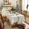 Embroidered Christmas Tablecloth Rectangle Floral Table Cover With Tassels Dining
