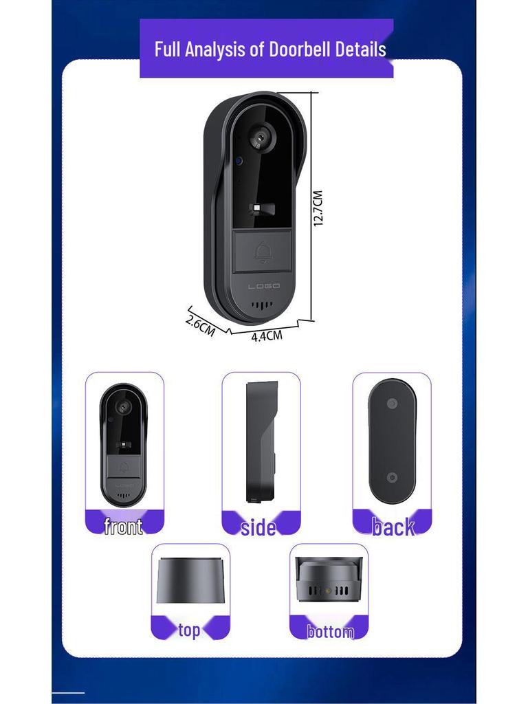 Smart Wireless Video Doorbell with Display, HD Video, Two-Way Talk, and Home Monitoring