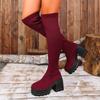Fashion Sock Boots Women 2025 New Women's Versatile Over-the-Knee Long Thigh Platform Block Heel Tall Boots