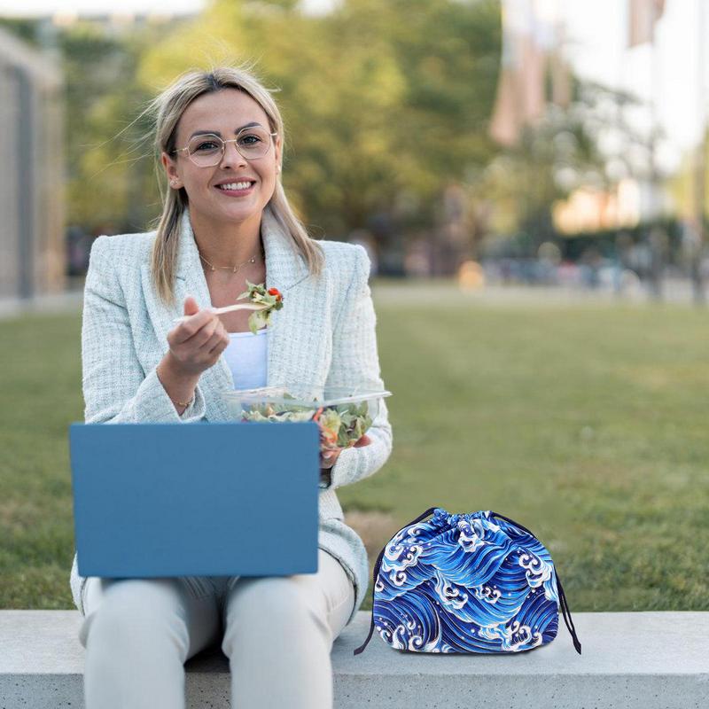 Japanese Style Lunch Box Lunch Handy Bag Drawstring Lunch Bag Portable Lunch Storage Bag Reusable Lunch Tote Bag For Work Picnic