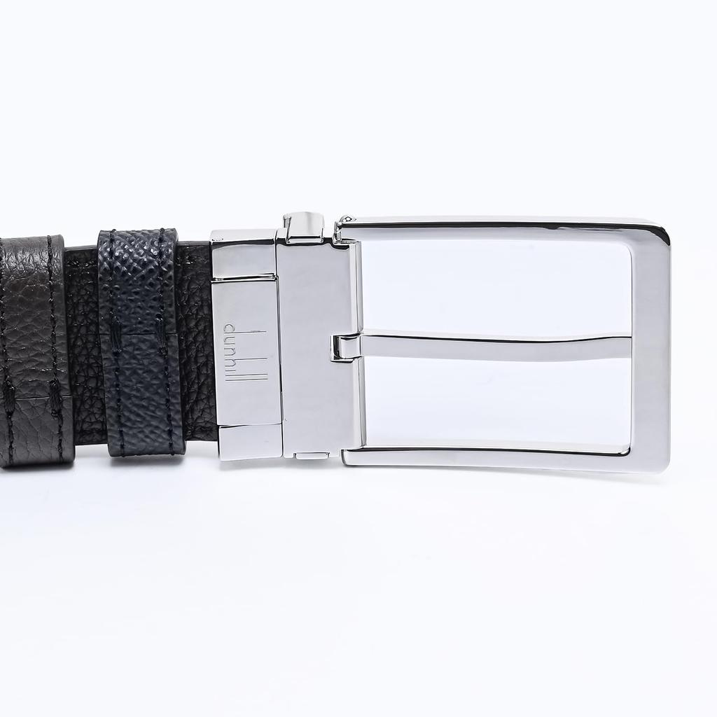 [Dunhill] Men's Belt, 3.5cm Wide, Reversible, Cadogan Style, Round Roller Buckle, Black/Chocolate, Stringa System Compatible, DU24F4T21AP001, UK [Para