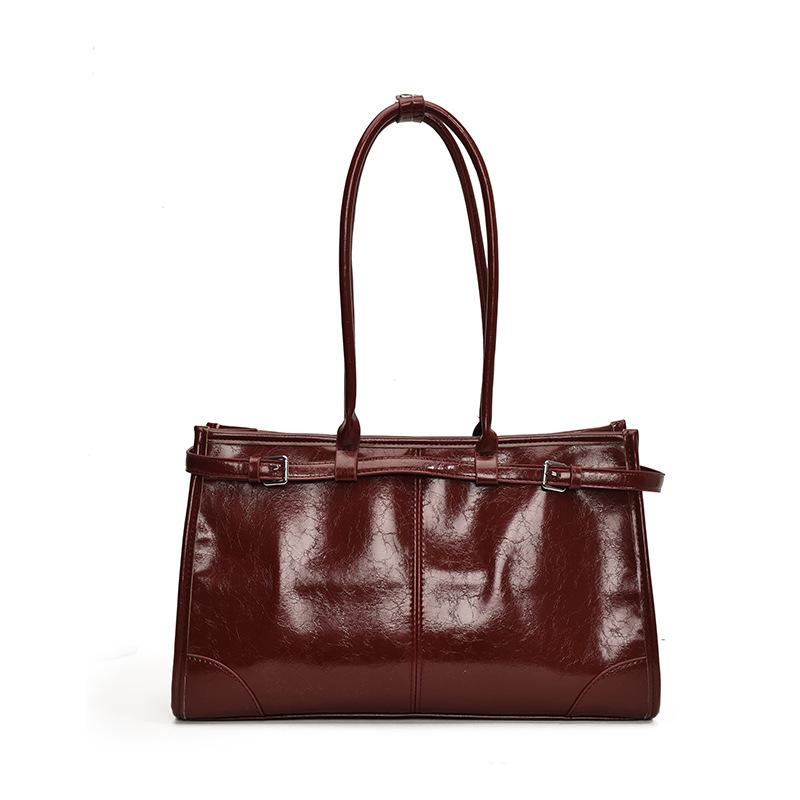 

Bag 2025 new light luxury niche design high-end underarm bag tote bag single shoulder crossbody oil wax leather women s bag красный