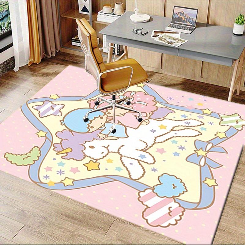 Office Rug Little Twin Stars, Sanrio Characters Anti-Slip Rug, Machine Washable for Living Room, Bedroom, Office, Multiple Sizes, Bedroom Mat, Decorat