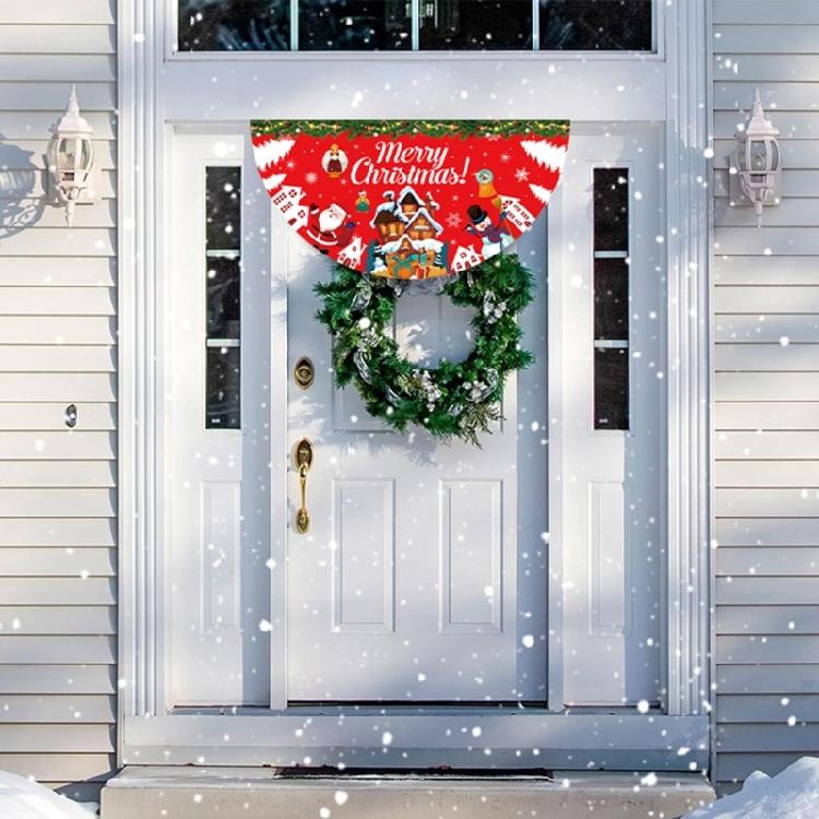 Christmas Fan Flag Door Decoration Polyester Materials Holiday Party Supplies Easy To Hanging Banners Accessory
