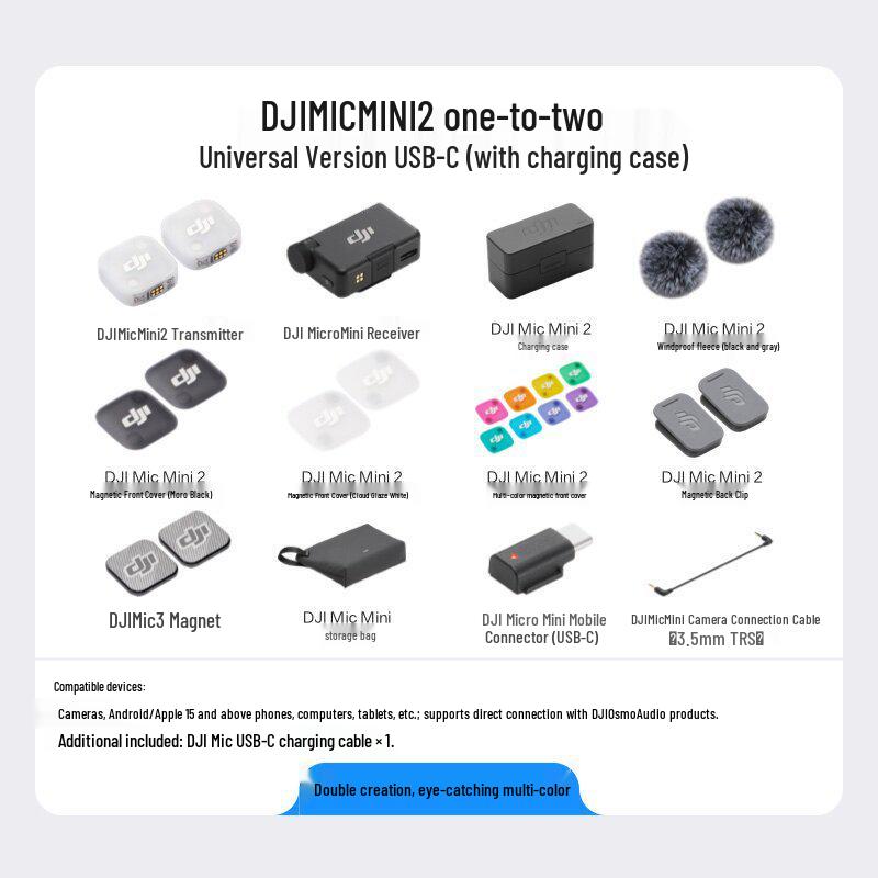 DJI Mic Mini: Wireless Noise-Reduction Clip-On Microphone for Live Broadcasting, Vlogs, Interviews, and Mobile Phone Recording.