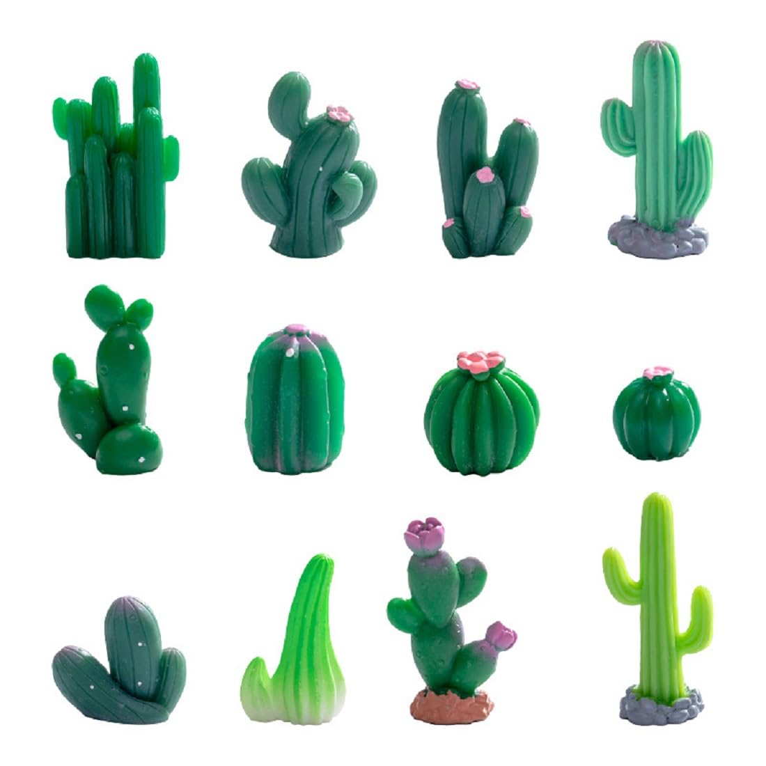 

Voyyphixa Miniature Cactus Figurines, Set of 12, Decorations, Mini Ornaments, Cute Decorations, Micro Landscapes, Garden Ornaments, Bonsai