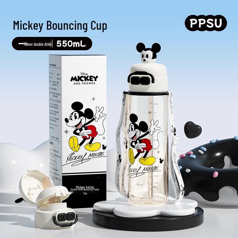 PPSU Leak-Proof Kids  Water Bottle with Straw - High Temperature Resistant, Suitable for Elementary Students, Portable, Double Drink, Summer Use. 550ml