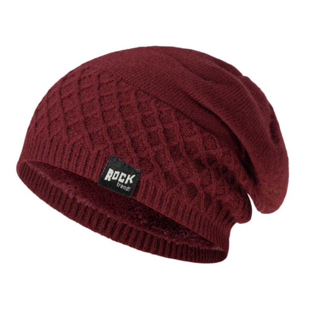 Keep Warm Pullover Cap Fleece Lined Winter Hats Simple Knitted Hats  Winter