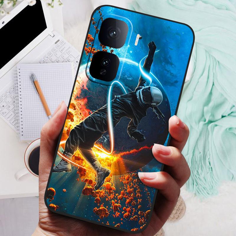 For VIVO IQOO Neo 10 Pro Case Black Cover Flowers Silicone Soft Back Cases For vivo iQOO Neo 10 Neo10 5G Phone Case 10Pro Bumper