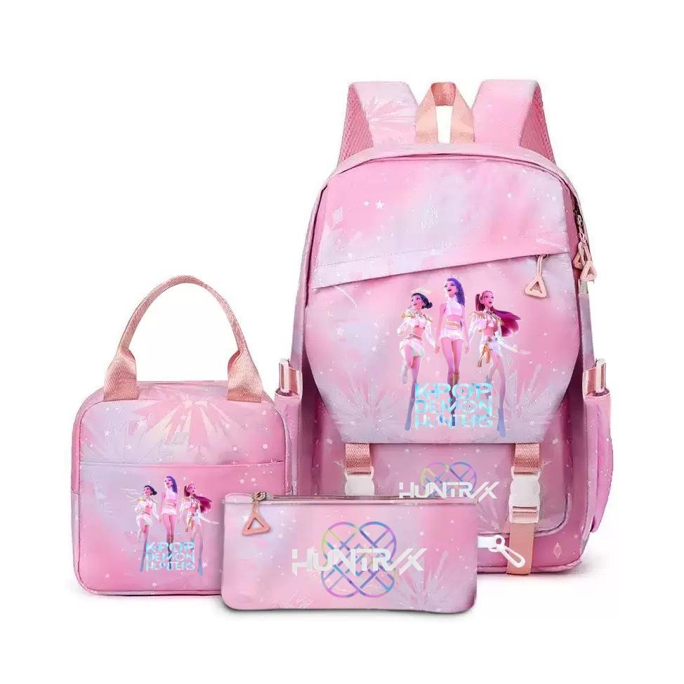 Kpop Demon Hunters, Elementary School Bag, Children'S Backpack, Lunch Bag, Pencil Bag, Three-Piece Set, Student Backpack