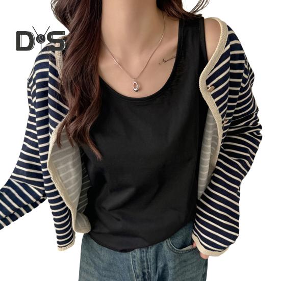 

Женский жилет с круглым вырезом без рукавов свободного кроя майки однотонные повседневные майки летние универсальные повседневные топы S чёрный