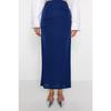 Navy Blue Premium Shiny Surface And Soft Textured Draped Maxi Knitted Skirt Twoaw24et00090