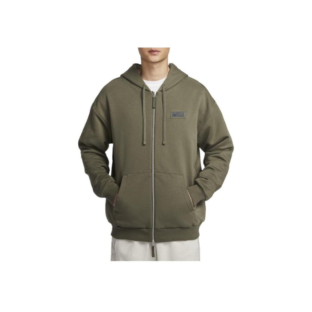 Nike Solid Logo Zip-Up Hoodie Men Hoodies Olive-Green HJ3898-222