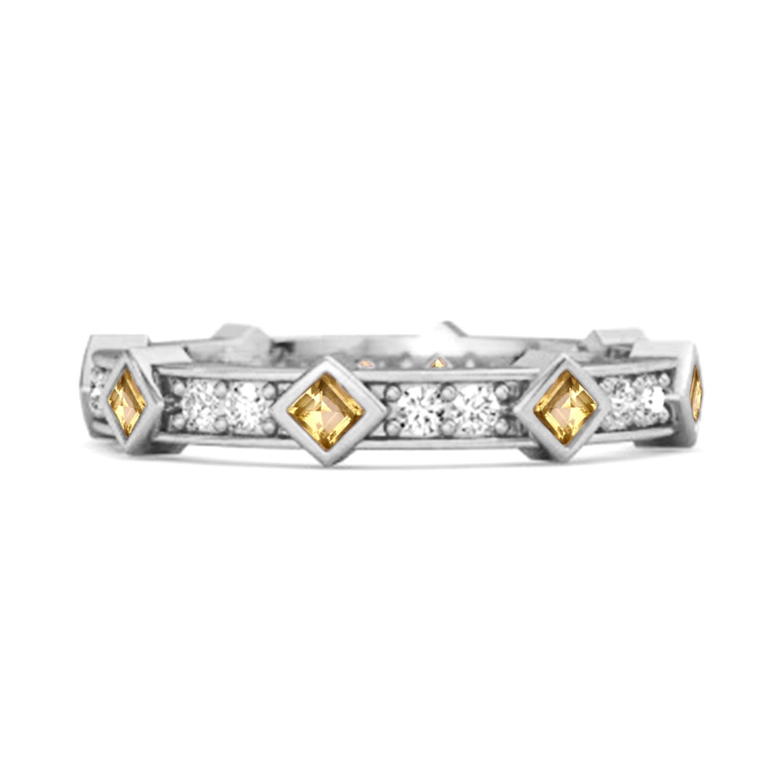 

Citrine Eternity Band Ring- 925 Sterling Silver 7 білий