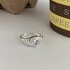 Fashionable Korean Twisted Heart Design Adjustable Ring In Shiny 925 Silver