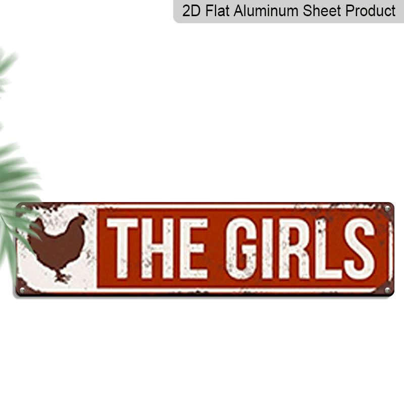 

[Funny Chicken Coop Sign] Rustic Red The Girls Funny Chicken Coop Sign | Vintage Metal Wall Decor, Easy To Hang Aluminum Decorative Sign, Retro 40cm x 10cm