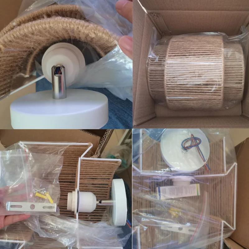 Led Vintage Bamboo Sconce Lamp Hemp Rope Bedroom Bedside Lights Dining Room Living Room Aisle Japanese Rattan Wall Lamp E27