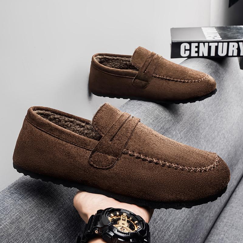 Winter Men's Shoes Velvet Warm Beanie Shoes High Quality Driving Shoes
