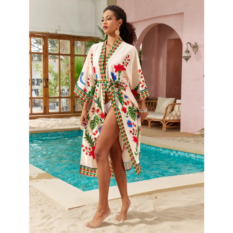 Plus Size Women's New Beach Holiday Cardigan Bikini Sunblock Blouse Blouse