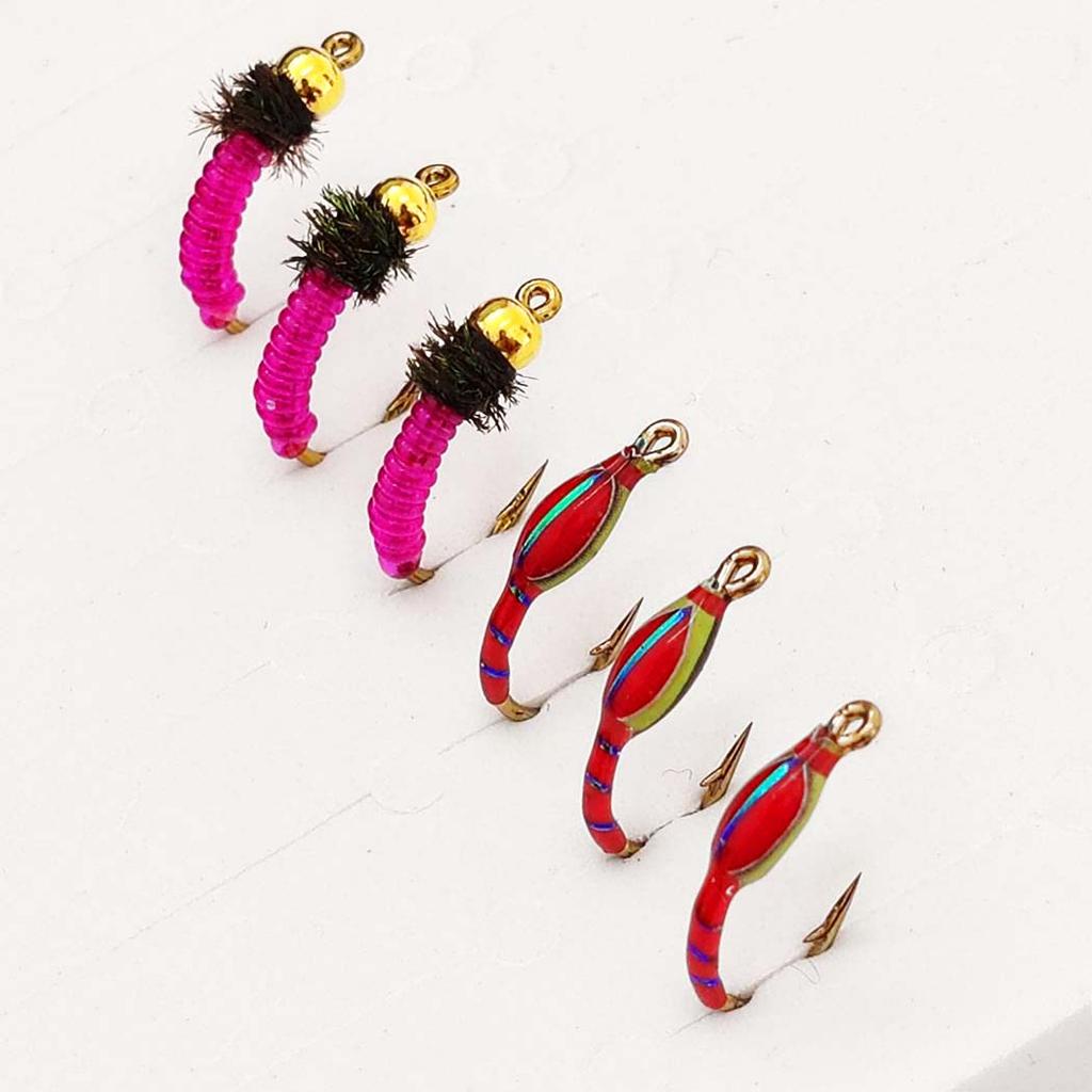 Fly Fishing Flies Bait 6/10Pcs/Set Dry Flies Brass Head Midges Bait&Caddis Midges Bait, for Trout Salmon Pike Fishing Fly Artificial Insect Lures