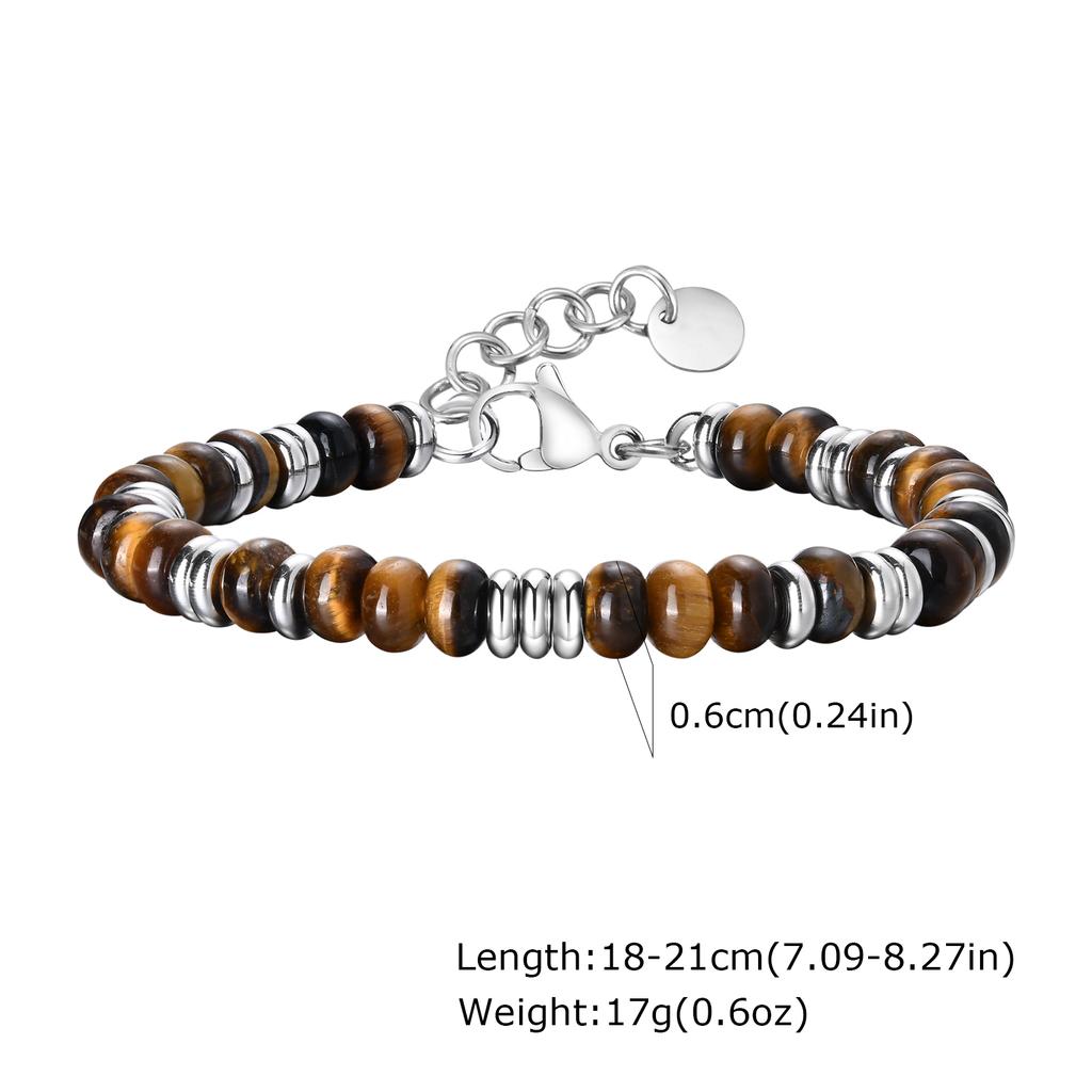 Metal Bead bracelets for Men Boys,Natural Beaded Stainless Steel Beaded Bracelets,Casual Jewelry Gifts