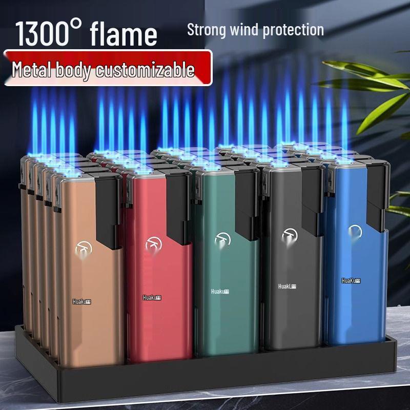 50 Durable Metal Windproof Lighters - Double Layer, Thickened, Inflatable, with Printed Lettering