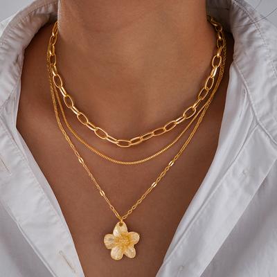 Bloemhanger Slangengraat Ketting Set Elegante Vintage Minimalistische Metalen Gelaagde Kettingen Vakantie Dagelijkse Draag Sieraden